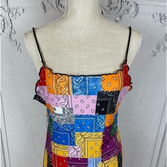 Bandana Lettuce Trim Patchwork Print Dress - Picture 3 of 9
